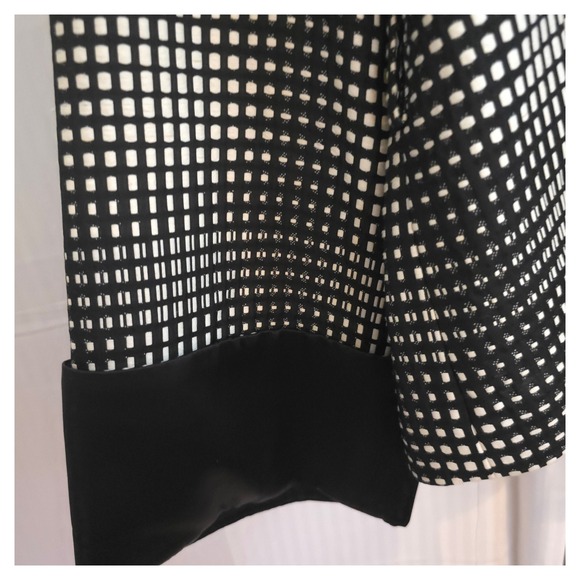 Escada‎ Silk Lapel Boxy Woven Jacket EU 44 US 12 Belt Loops No Belt Black White - Picture 9 of 16